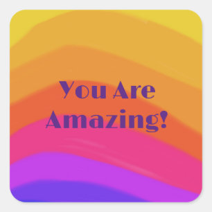 Positive Modern Rainbow Colourful Square Sticker