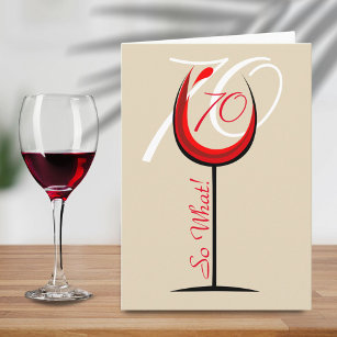 Positive Modern Red Wine Glass 70th Birthday Card