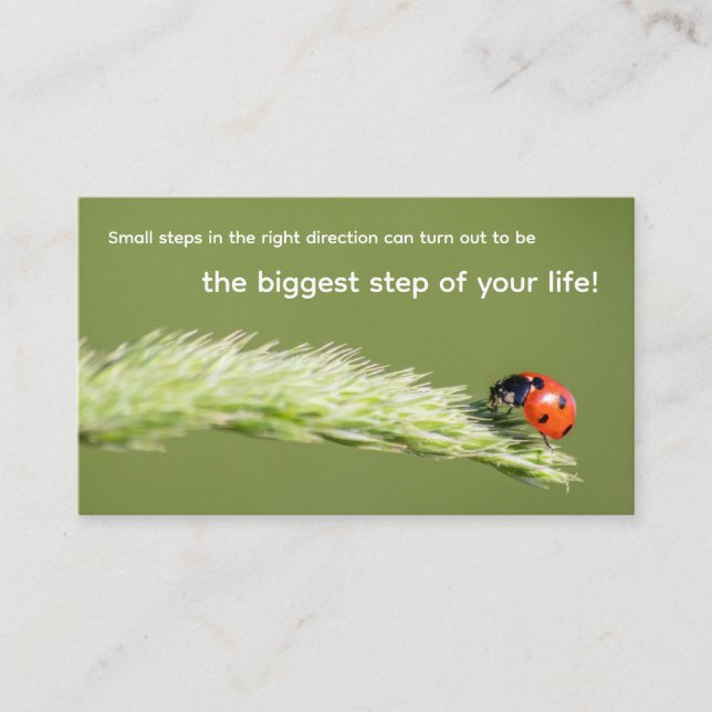 Positive motivational quote with little ladybug business card (Front)