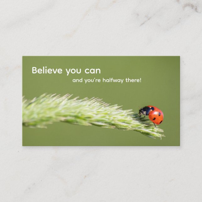 Positive motivational quote with little ladybug business card (Front)