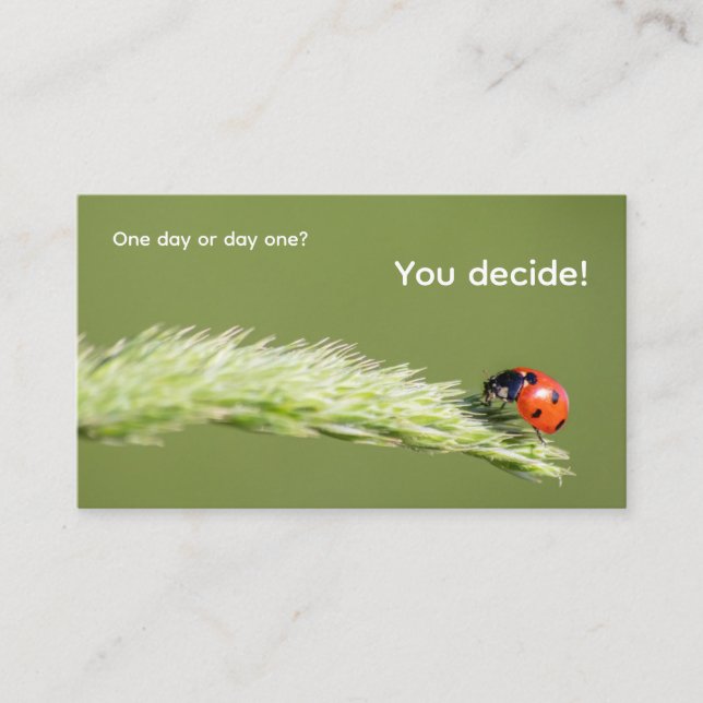 Positive motivational quote with little ladybug business card (Front)