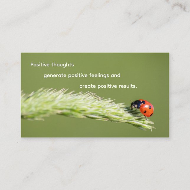 Positive motivational quote with little ladybug business card (Front)