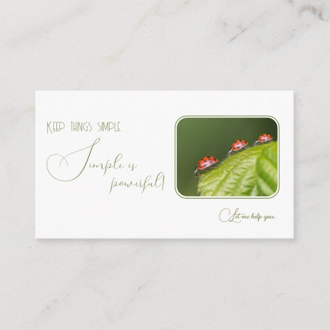 Positive motivational quote with little ladybugs business card (Front)