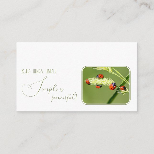 Positive motivational quote with little ladybugs business card (Front)