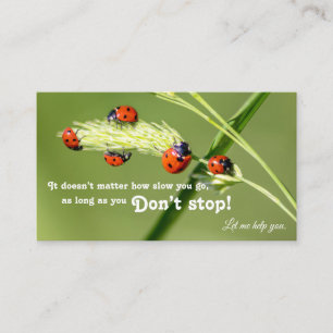 Positive motivational quote with little ladybugs business card