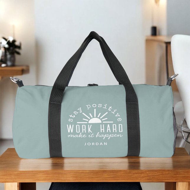 Positive Motivational Quote with Your Name Duffle Bag (Personalize with your name.)