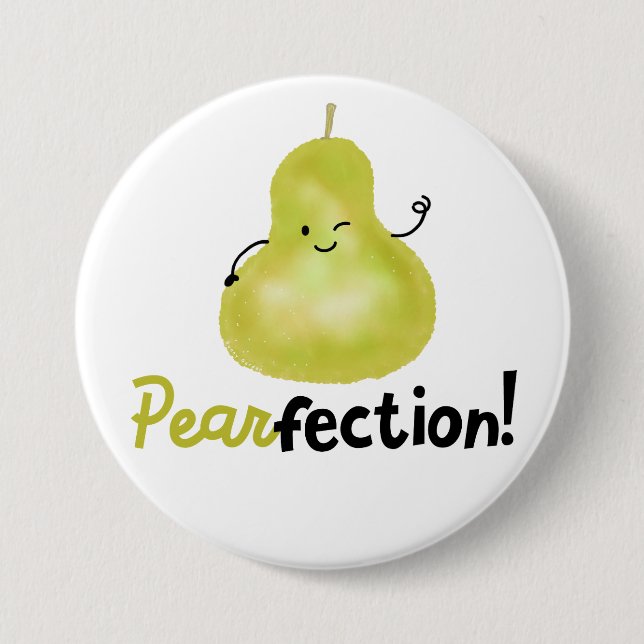 Positive Pear Pun - Pearfection 7.5 Cm Round Badge (Front)