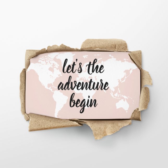 Positive Pink Let's The Adventure Begin World Map  Business Card (Creator Uploaded)