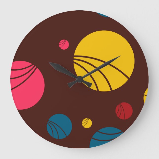 Positive, playful, happy, modern, cool circles art large clock (Front)
