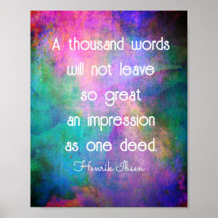 positive quote a thousand words turquoise & purple poster