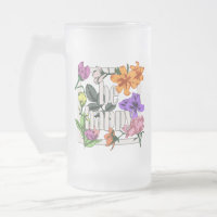 Positive quote Be Happy and garden flowers