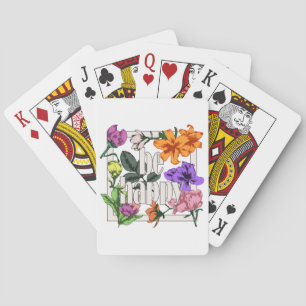 Positive quote Be Happy and garden flowers Playing Cards