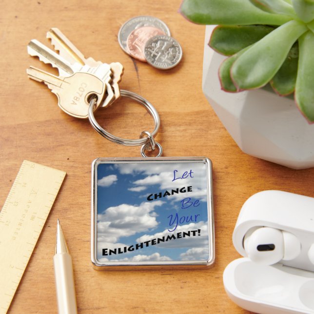 Positive Quote Typography Cloudy Sky Photography Key Ring (Desk)
