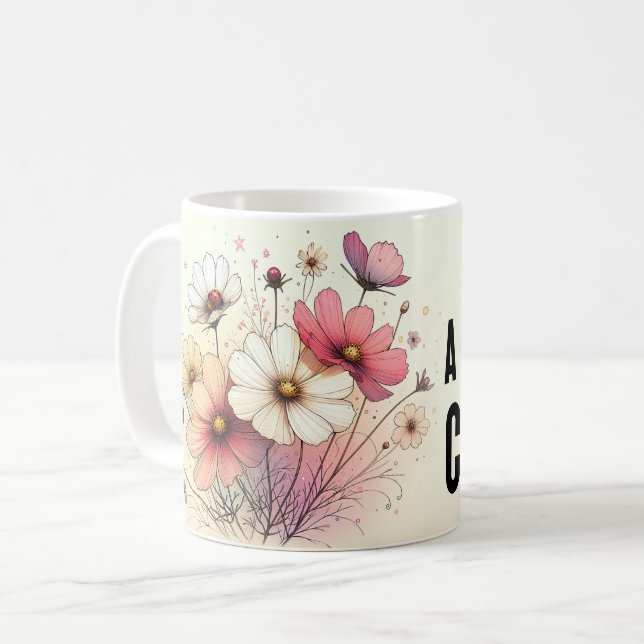 Positive Quotes Floral Mug (Front Left)