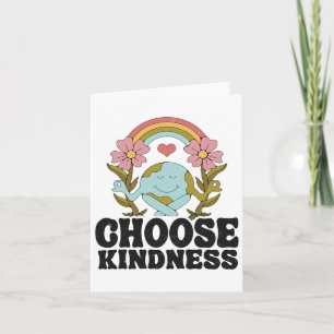 Positive Rainbow Peace Hippie Choose Kindness Eart Card
