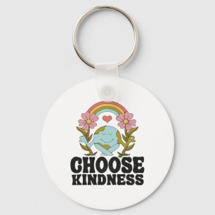 Positive Rainbow Peace Hippie Choose Kindness Eart Key Ring
