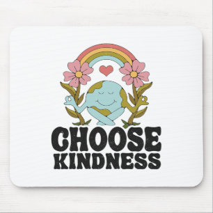Positive Rainbow Peace Hippie Choose Kindness Eart Mouse Mat