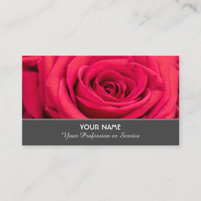 Positive red roses for professional gardeners business card (Front)