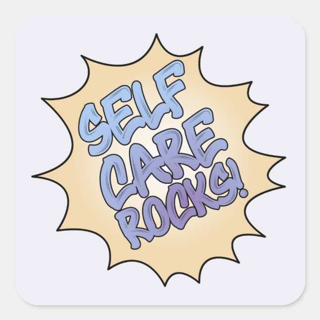 positive self care rocks message square sticker (Front)