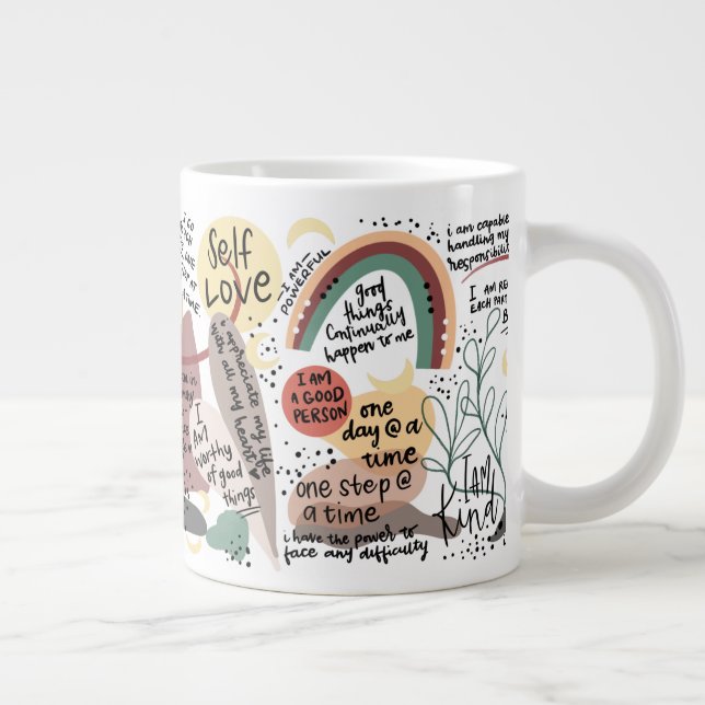 Positive Self Love Affirmations Graphics Large Coffee Mug (Right)