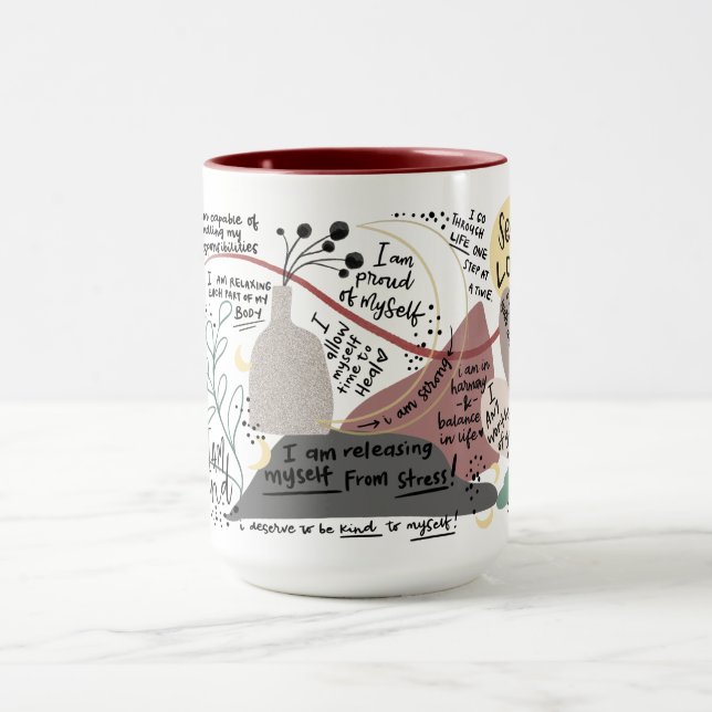 Positive Self Love Affirmations Graphics Mug (Center)