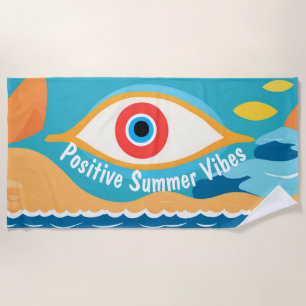 Positive Summer Vibes Evil Eye Modern Beach Towel