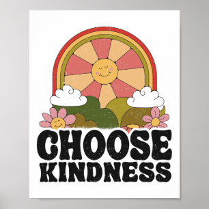 Positive Sun Peace Hippie Retro Choose Kindness Ea Poster