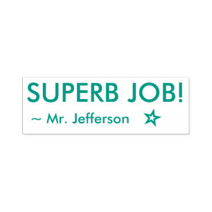 Positive "SUPERB JOB!" Grading Rubber Stamp