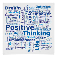 Positive Thinking Word Cloud - Blue