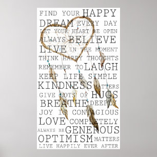 Positive Thoughts Inspirational Dream Catcher Poster