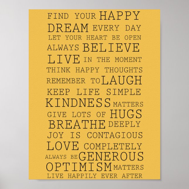 Positive Thoughts Inspirational Words Poster (Front)