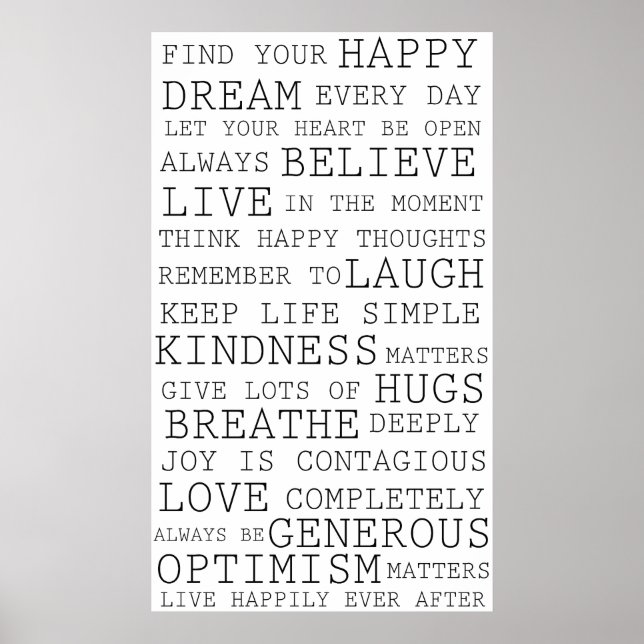 Positive Thoughts Inspirational Words Poster (Front)