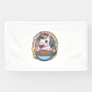 Positive unicorn with cereal bowl Long Sleeve T-Sh Banner