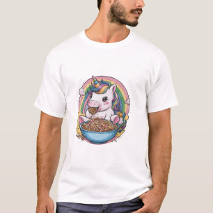 Positive unicorn with cereal bowl Long Sleeve T-Sh T-Shirt