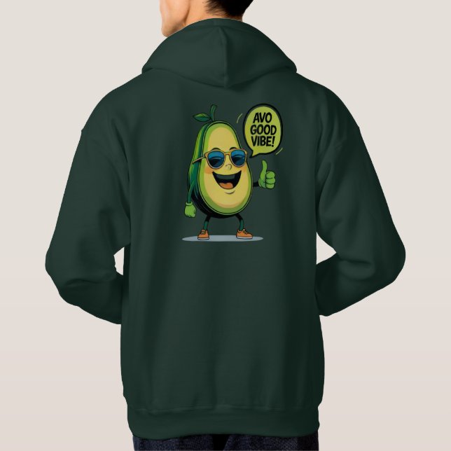 Positive Vibe Avocado Kawaii Fruit Pun Hoodie (Back)