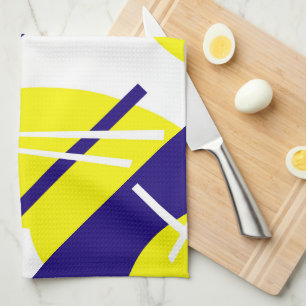 Positive Vibes Abstract Art Blue Yellow Tea Towel