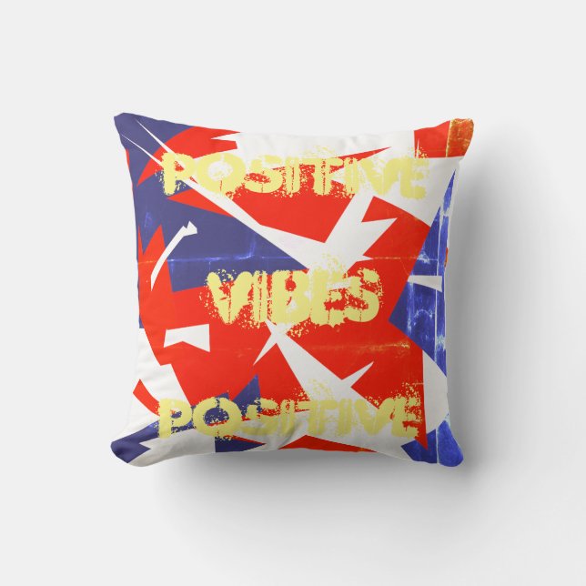 Positive Vibes Abstract Art Cushion Pillow (Front)