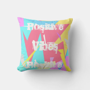 Positive Vibes Abstract Art Pastel Cushion Pillow