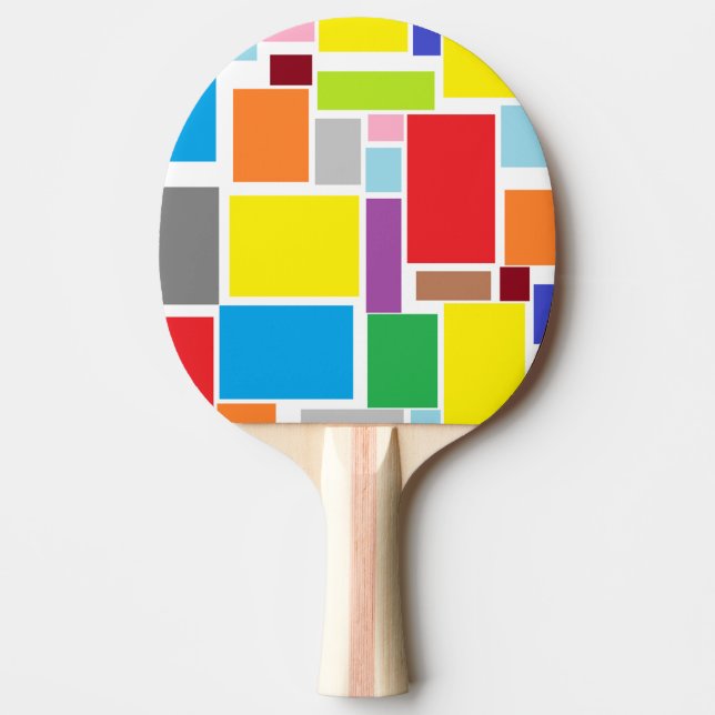 Positive Vibes Colourful Blocks Ping Pong Paddle (Front)
