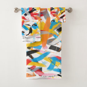 Positive Vibes Happy Colours Abstract Art Painting Bath Towel Set