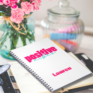 Positive Vibes Hot Pink & Teal Cute Motivational Notebook