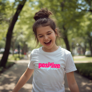 Positive Vibes Hot Pink & Teal Kids Graphic T-Shirt