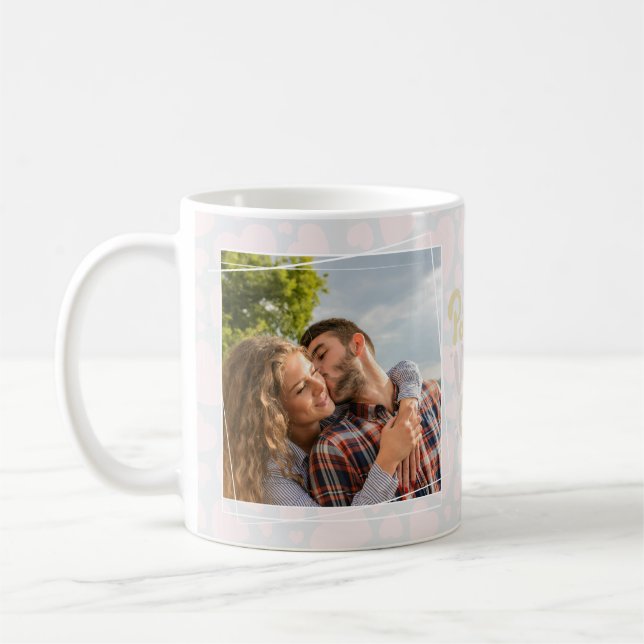 Positive vibes only add photo personalised coffee mug (Left)