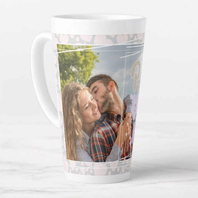 Positive vibes only add photo personalised latte mug (Left Angle)