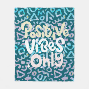 Positive vibes only green geometric fleece blanket