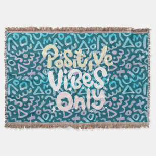 Positive vibes only green geometric throw blanket