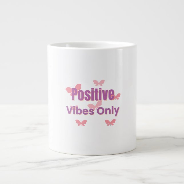  Positive Vibes Only | Minimal Motivational Quote  Large Coffee Mug (Front)