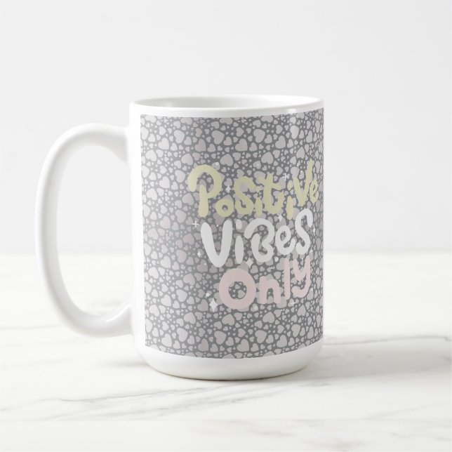 Positive vibes only neutral colour boho style coffee mug (Left)