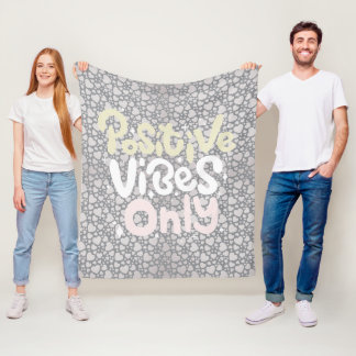 Positive vibes only neutral colour boho style fleece blanket