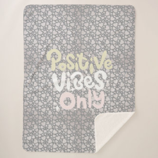 Positive vibes only neutral colour boho style sherpa blanket